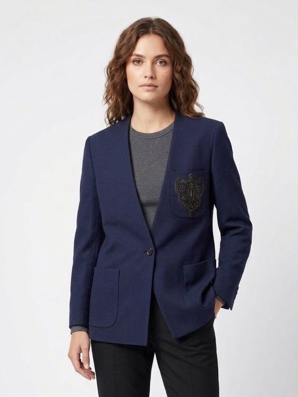 Vintage 100% Wool Blazer Preppy Heritage Old Money Crested Schoolboy Academia